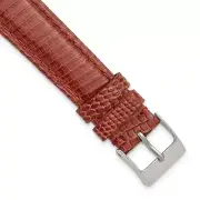 DeBeer 10mm Long Havana Genuine Lizard Silver-tone Buckle Watch Band