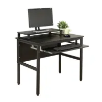 在飛比找momo購物網優惠-【DFhouse】頂楓90公分電腦辦公桌+一鍵盤+桌上架-黑