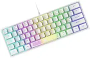 ZIYOU LANG K61 60% Gaming Keyboard Mini Portable with Rainbow RGB Backlit Ergonomic 62Key Layout 19Key Anti-ghosting Mechanical Feel Waterproof USB Wired for PC Mac Windows Gamer Laptop Typists(White)