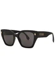 Fendi Oversized Sunglasses, Sunglasses, Black, Designer Plaque at Arms One Size