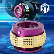 NRG Aluminum Steering Wheel Quick Release 2.1 Purple Body With Gold Pyramid Ring