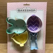 THE BAKESHOP Easter Spring Cookie Cutter Set Bunny, Easter Egg, Chick, Rabbit