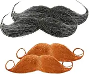 4PCS Fake Beards-Self Adhesive Fake Mustaches Realistic Moustaches Kit Costume Fancy Dress Accessories for Halloween Masquerade Christmas Party Masquerade Decorations
