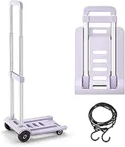 Folding Hand Truck Portable Cart Aluminum Alloy 60kg Capacity with Telescopic Handle and Rubber Wheels Lightweight Easy Storage