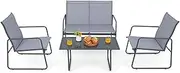 Costway 4-Piece Metal Patio Furniture Chat Set Outdoor Conversation Table Garden
