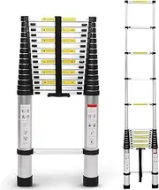 Aluminum Telescopic Extension Ladder Folding, Telescoping Step Ladder, Household Daily or Emergency Use Portable Extendable Step Ladders, 330 Pound Capacity,3.8m/12.5ft