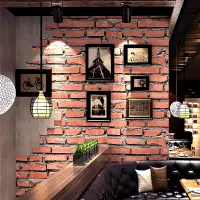在飛比找蝦皮購物優惠-爆款-復古懷舊3D立體仿真磚紋紅色磚塊磚頭牆紙咖啡館酒吧餐廳