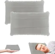 Lollanda Pack of 2 Inflatable Cushions for Beach and Water, Comfortable Camping Pillow, Lightweight, Ergonomic Travel Pillow, Inflatable for Outdoor Travel, Hiking (Grey x 2)