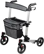 Walker Foldable Rollator Walker with Padded Seat and Brakes Wheel and Storage Bag Medical Adjustable Height Rollator Walker for Seniors Walking Mobility Aid