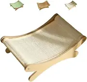 Elevated Cat Scratch Chair – Hammock Beach Lounger with Sisal Scratching Mat for Cats(C)