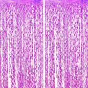 5pcs Purple Wavy Plastic Fringe Curtains Party Backdrop 3.3 x 6.6ft Streamers