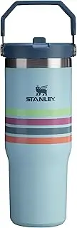 Stanley IceFlow Flip Straw Tumbler with Handle 30 oz | Twist On Lid and Flip Up Straw | Leak Resistant Water Bottle | Insulated Stainless Steel | BPA-Free | Seafoam Stripe
