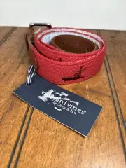 Vineyard Vines Men's Canvas Club Belt SZ 32 Red USA Boat Nautical $68 New NWT