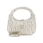 [Miu Miu] Miu Miu-Silver Lamb Leather Handbag-Donna OS OS