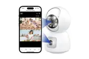 YOPOWER Dual-Lens Indoor Security Camera 1080P WiFi Home Surveillance Camera, White