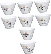 8 Pcs White Porcelain Bamboo Hat Cup Chinoiserie Decor Coffee Decor Japanese Matcha Tea Set Ceramic Coffee Cup Water Cup Beer Cups Exquisite Tea Cups Retro Style Tea Cups Tea Bowls (Color : Whitex2pc