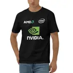 英特爾 INTEL AMD NVIDIA 筆記本電腦遊戲設計師袖子定製印花 T 恤