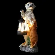 Meerkat Garden Statue, Mother and Baby Meerkats Sculpture, Solar Lantern Meerkat Statue, Animal Garden Decoration, Patio Meerkat Ornament, Outdoor Meerkat Sculpture, Meerkat Statue for Yard