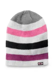 Women's Oakley Multi-Stripe Slouch Beanie Hat Ski Snowboard Snow Light Grey