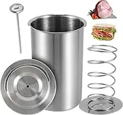 Stainless Steel Ham Meat Press Maker with Thermometer, Ham Press Maker Machine Gourmet Cooking Tools, Round Shape Meat Press Maker Machine, Kitchen Bacon Meat Pressure Cookers Boiler Pot