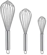 Whisks for Cooking, 3 Pack Stainless Steel Whisk for Blending, Whisking, Beating and Stirring, Enhanced Version Balloon Wire Whisk Set, 8"+10"+12"