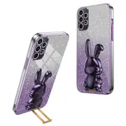 For Samsung Galaxy A53 5G Case Electroplated Rabbit Decor Phone Cover with Pull-out Kickstand