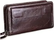 [TATSEN] Leather Clutch Wallet Men's Large Capacity Travel Purse for Passport Cover Business Men Handy Clutches Long