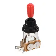 3 Way Short Straight Guitar Toggle Switch Black with Red Tip Knob Cap