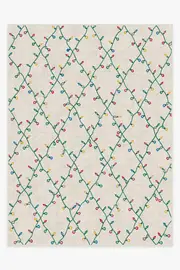 275' x 365' | Machine Washable Runner Rug | Kid & Pet Friendly | Indoor Rug | Holiday Lights Creme Flatwoven Rug | Ruggable