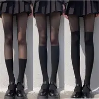 在飛比找ETMall東森購物網優惠-韓國中高筒拼接薄款假大腿黑絲襪