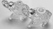 Pair Of LENOX Full Lead Crystal ELEPHANT Candlestick Holders