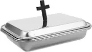 BESTYASH 1 Set Communion Tableware Tray Wine Glass Tray Christening Favours for Guests Communion Plate Church Supplies Christening Party Supplies Glass Plates Silver Stainless Steel