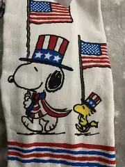 2 Pack NEW Peanuts Snoopy Woodstock Patriotic Flag Kitchen Tea Towels Lint Free