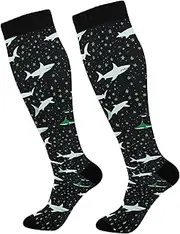 [AIXIWAWA] Sports Socks-Green Sharks 1 Pair for Women Men, Knee High Long Socks for Athletic Casual, Multicolor