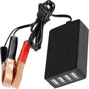 tunghey DC Converter with Battery Clip 12V 24V to 5V 8A USB Power Adapter Buck Regulator Charger, 4 Ports Automatically Identify shunt Charging, Suitable for Android Galaxy S10 s9 Plus