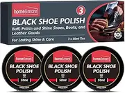 [SOL] 3 Pack of Black Shoe Polish Tins 150ml Total - Beeswax & Carnauba Wax Polish to Protect & Shine for Black Leather Shoes, Black Leather Boots, Black Leather Bags and More (3 x 50ml Tins), Black,