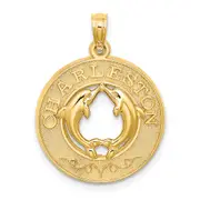 14k Yellow Gold CHARLESTON Dolphins Charm