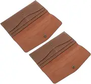 [FOMIYES] 2pcs Retro Leather Wallet Card Wallet Business Card Holder for Purse Brown Zinc Alloy