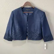 Preston and York, Size 16, dark blue short suit jacket with embroidery NEW