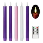 Flameless Advent Candles, Set of 5 - Flickering LED Flame, 10 Inch Taper Cand...
