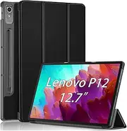 [USTIYA] Case for Lenovo Tab P12 TB371FC 12.7 inch Cover Protective Table Lightweight Shell Stand (Black)