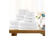 Softouch Light Weight Soft Premium Cotton Bath Towel 14 Piece White Towel Pack