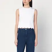 [Patou] Short white top in cotton 38 FR White