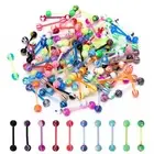 100Pcs 14G Acrylic Tongue Rings Multi Color Assortment Flexible Tongue Rings ...