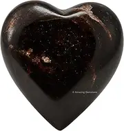 [Amazing Gemstone] Garnet Crystal Heart Palm Stone - Pocket Massage Worry Stone for Natural Body Chakra Balancing, Reiki Healing and Crystal Grid