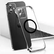 RUNGOS for iPhone 11 Case MagSafe, with Camera Lens Protector (Bare Metal Feel)[Strong Magnetic] [Borderless Slim] Shockproof Case for iPhone 11 Phone Case, MagSafe Cover 6.1'', Crystal Clear Black