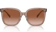 [Coach] Women's HC8381f Low Bridge Fit Square Sunglasses, Transparent Brown/Grey/Brown Gradient, 56 mm