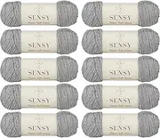 10 Skeins of Sensy Super Soft Saver Yarn, 3.5 oz, 190 Yards, Gauge 4 Medium (Dusty Gray)