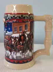 2003 Budweiser Clydesdales Holiday Stein Old Town Holiday w/ Certificate of Auth