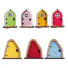 Wood Miniature Fairy Dwarf Window Door Gnome Art Courtyard Garden Statues Decor